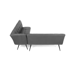 Lavice rohová, šedá látka v dekoru broušené kůže, černý kov DCL-D1950 GREY3