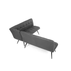 Lavice rohová, šedá látka v dekoru broušené kůže, černý kov DCL-D1950 GREY3
