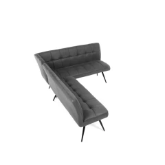 Lavice rohová, šedá látka v dekoru broušené kůže, černý kov DCL-D1950 GREY3