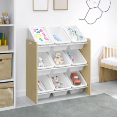 Organizér/regál na hračky, přírodní/bílá, BOIS