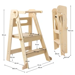 Montessori skládací učící věž, přírodní, URIAN