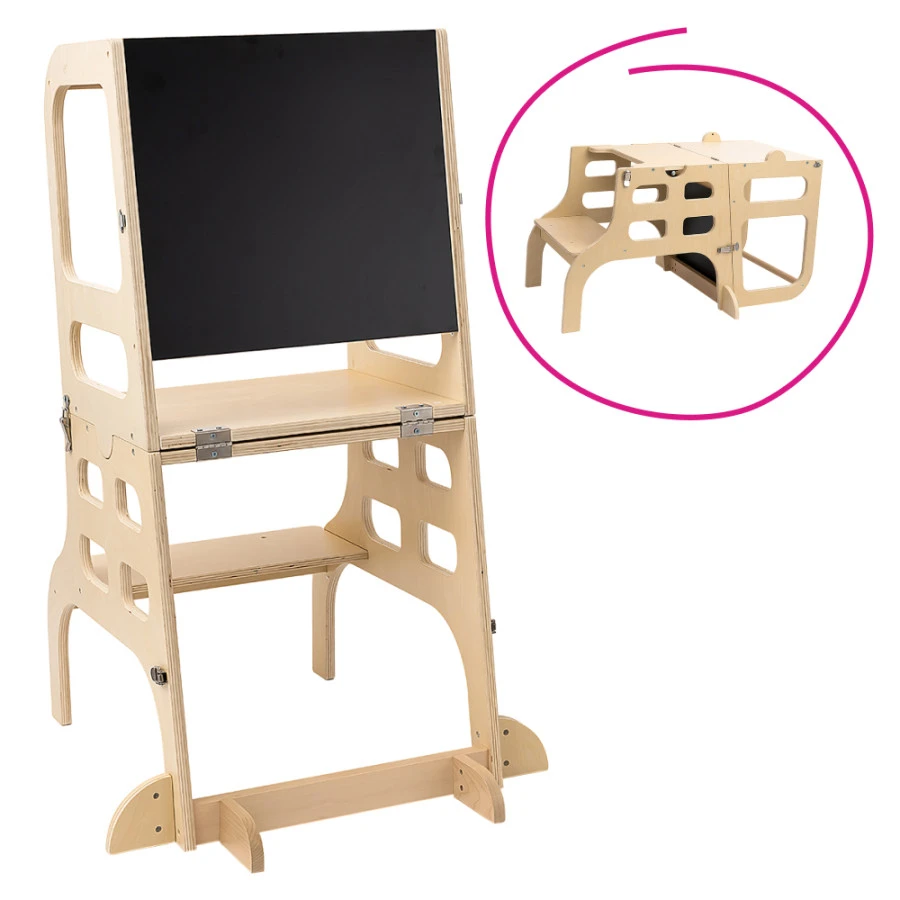 Montessori učící věž MAGAN 3v1 s tabulí
