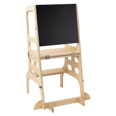 Montessori učící věž 3v1 s tabulí, přírodní, MAGAN