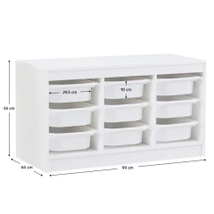 Organizér s úložnými boxy, bílá, TRIMAL