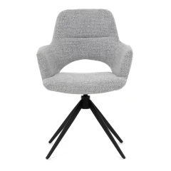 Židle jídelní, šedá látka, 360° vratný mechanismus, černý kov DCH-D1320 GREY2