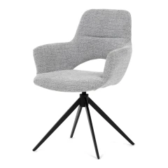 Židle jídelní, šedá látka, 360° vratný mechanismus, černý kov DCH-D1320 GREY2