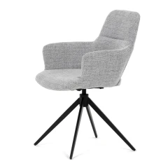 Židle jídelní, šedá látka, 360° vratný mechanismus, černý kov DCH-D1320 GREY2