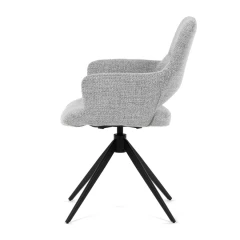 Židle jídelní, šedá látka, 360° vratný mechanismus, černý kov DCH-D1320 GREY2