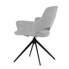 Židle jídelní, šedá látka, 360° vratný mechanismus, černý kov DCH-D1320 GREY2