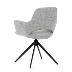 Židle jídelní, šedá látka, 360° vratný mechanismus, černý kov DCH-D1320 GREY2