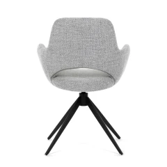 Židle jídelní, šedá látka, 360° vratný mechanismus, černý kov DCH-D1320 GREY2