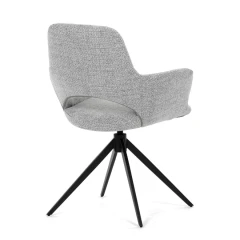 Židle jídelní, šedá látka, 360° vratný mechanismus, černý kov DCH-D1320 GREY2