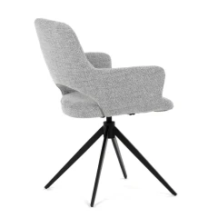 Židle jídelní, šedá látka, 360° vratný mechanismus, černý kov DCH-D1320 GREY2