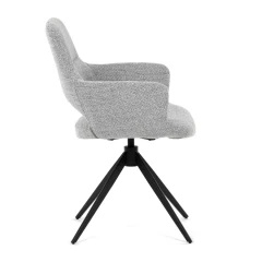 Židle jídelní, šedá látka, 360° vratný mechanismus, černý kov DCH-D1320 GREY2