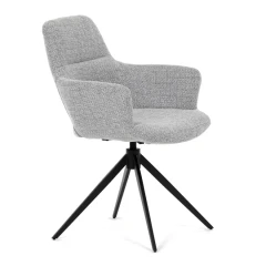 Židle jídelní, šedá látka, 360° vratný mechanismus, černý kov DCH-D1320 GREY2