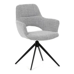 Židle jídelní, šedá látka, 360° vratný mechanismus, černý kov DCH-D1320 GREY2