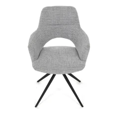 Židle jídelní, šedá látka, 360° vratný mechanismus, černý kov DCH-D1320 GREY2