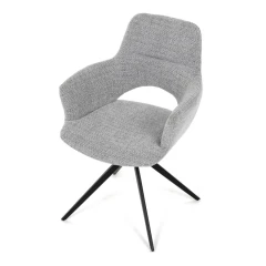 Židle jídelní, šedá látka, 360° vratný mechanismus, černý kov DCH-D1320 GREY2