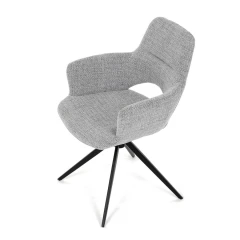 Židle jídelní, šedá látka, 360° vratný mechanismus, černý kov DCH-D1320 GREY2