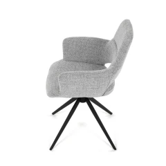 Židle jídelní, šedá látka, 360° vratný mechanismus, černý kov DCH-D1320 GREY2