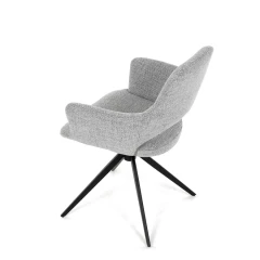 Židle jídelní, šedá látka, 360° vratný mechanismus, černý kov DCH-D1320 GREY2