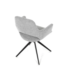 Židle jídelní, šedá látka, 360° vratný mechanismus, černý kov DCH-D1320 GREY2