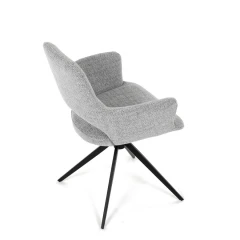 Židle jídelní, šedá látka, 360° vratný mechanismus, černý kov DCH-D1320 GREY2
