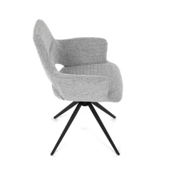Židle jídelní, šedá látka, 360° vratný mechanismus, černý kov DCH-D1320 GREY2