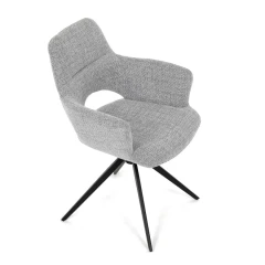 Židle jídelní, šedá látka, 360° vratný mechanismus, černý kov DCH-D1320 GREY2