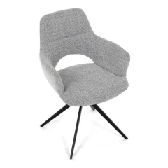 Židle jídelní, šedá látka, 360° vratný mechanismus, černý kov DCH-D1320 GREY2