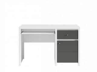 Psací stůl Karet - úchyt stříbrný - Bílá/šedý wolfram s frézováním horizont