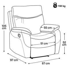 TV a relaxační křeslo s manuálním ovládáním, potah lanýžová látka v dekoru vintage TV-4092 LAN3 TV a relaxační křeslo s manuálním ovládáním, potah lanýžová látka v dekoru vintage TV-4092 LAN3