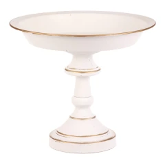 Mísa kovová - na stojanu, 26 cm, aranžovací, bílá FUP540