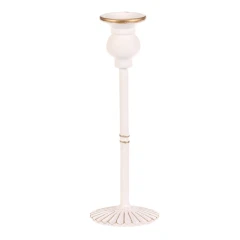 Svícen kovový - 24 cm, na kónickou svíčku, bílý FUP542