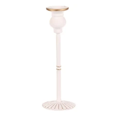 Svícen kovový - 24 cm, na kónickou svíčku, bílý FUP542