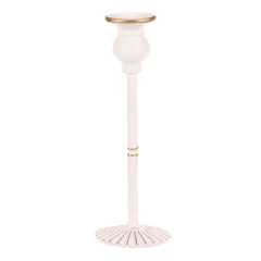 Svícen kovový - 24 cm, na kónickou svíčku, bílý FUP542