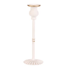 Svícen kovový - 24 cm, na kónickou svíčku, bílý FUP542