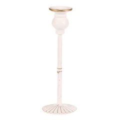 Svícen kovový - 24 cm, na kónickou svíčku, bílý FUP542