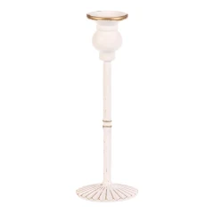 Svícen kovový - 24 cm, na kónickou svíčku, bílý FUP542