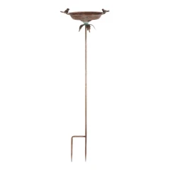 Stojan kovový - zápich, 100 cm, dekorační, s ptáčky, měděný FUP545