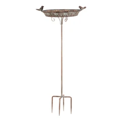 Stojan kovový - zápich, 88 cm, dekorační, s ptáčky, měděný FUP552