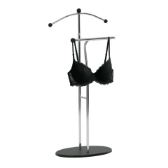 Němý sluha, výška 110 cm, masiv kaučukovník, černé moření, kov chrom 83213 CRBK