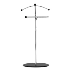 Němý sluha, výška 110 cm, masiv kaučukovník, černé moření, kov chrom 83213 CRBK