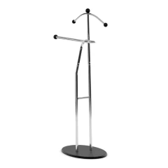 Němý sluha, výška 110 cm, masiv kaučukovník, černé moření, kov chrom 83213 CRBK