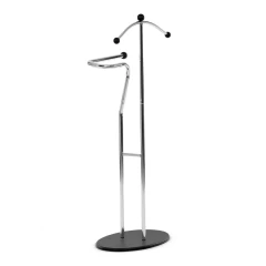 Němý sluha, výška 110 cm, masiv kaučukovník, černé moření, kov chrom 83213 CRBK