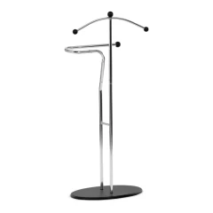Němý sluha, výška 110 cm, masiv kaučukovník, černé moření, kov chrom 83213 CRBK