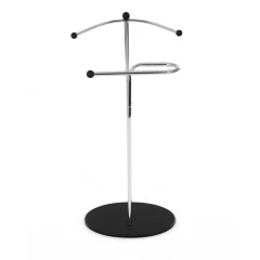 Němý sluha, výška 110 cm, masiv kaučukovník, černé moření, kov chrom 83213 CRBK