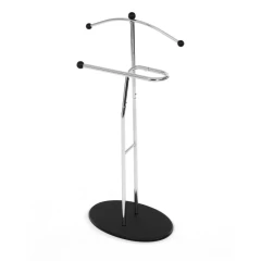 Němý sluha, výška 110 cm, masiv kaučukovník, černé moření, kov chrom 83213 CRBK