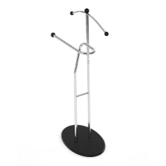 Němý sluha, výška 110 cm, masiv kaučukovník, černé moření, kov chrom 83213 CRBK
