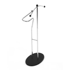 Němý sluha, výška 110 cm, masiv kaučukovník, černé moření, kov chrom 83213 CRBK